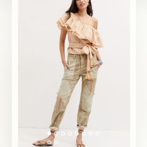 Anthropologie Pilcro The Camp Wanderer Patchwork Pants Embroidered Cargo…